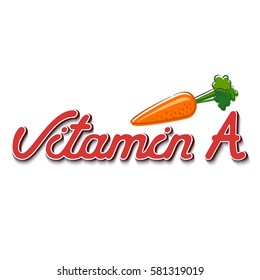 Vector symbol "Vitamin A" with lettering text and carrot