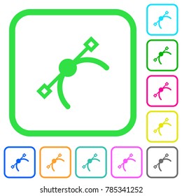 Vector symbol vivid colored flat icons in curved borders on white background