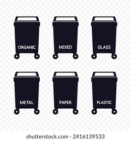Vector symbol of waste separator basket, flat container collection.