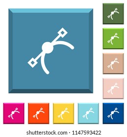 Vector symbol white icons on edged square buttons in various trendy colors
