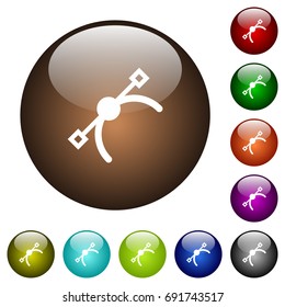 Vector symbol white icons on round color glass buttons