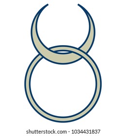 Vector symbol for Wiccan Community: Horned God sign. Modern interpretation of pagan Horned God symbol.