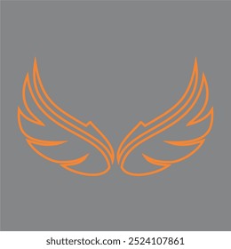 vector symbol, wings outline icon, simple orange line art gray background