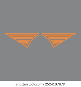 vector symbol, wings outline icon, simple orange line art gray background