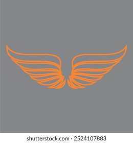 vector symbol, wings outline icon, simple orange line art gray background