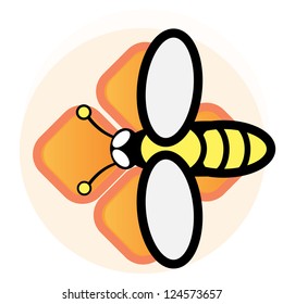 vector symbol of working bee on honey cell