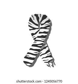 Vector symbol for World Day Rare Disease awareness with zebra print rubbon. Isolated zebra-print logo with shadow. White background