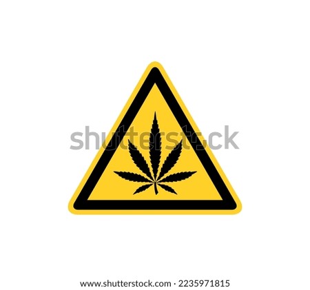 Vector symbol yellow triangle Cannabis warning 