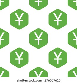Vector symbol of yen in hexagon, repeated on white background
