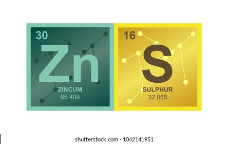 Vector symbol of zinc sulfide on the background from connected molecules