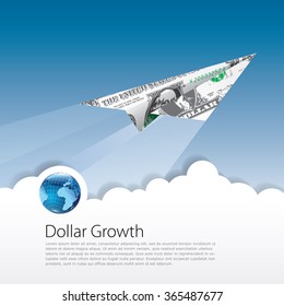 vector symbolic abstract illustration for dollar growing