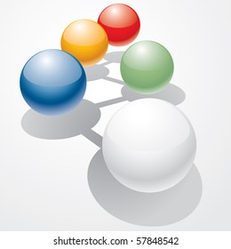 vector symbolic illustration with balls connected with shadow
