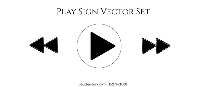 vector symbolic illustration of music play key, start button and fast forward key