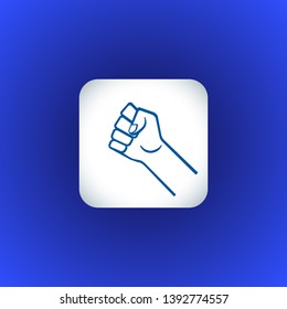 vector symbolic raised clenched power fist male hand protest concept sign illustration light icon poster design isolated on blue background