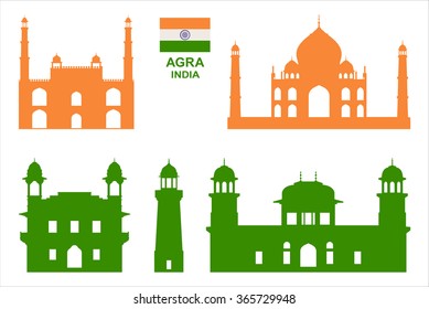Vector symbols of Agra (India).