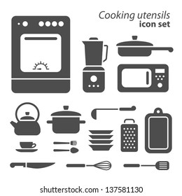 Vector Symbols Of Cooking Utensils On White Background