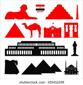 Vector symbols of Egypt. Map of Egypt.