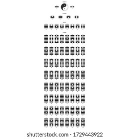 Vector symbols with Evolution concept of the Bagua eight trigrams and I Ching Hexagrams 