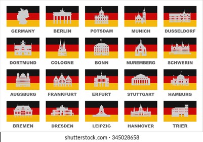 Vector symbols of Germany. Famous places in Germany.