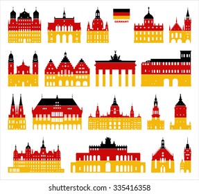 Vector symbols of Germany. German architecture.