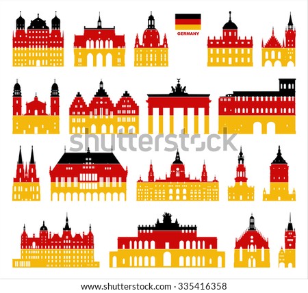 Vector symbols of Germany. German architecture.