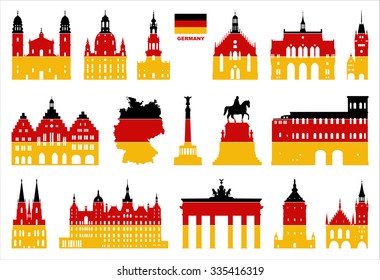 Vector symbols of Germany. Map of Germany.