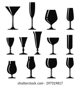 Vector symbols of glasses for drinks.