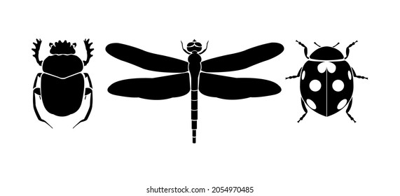 Vector symbols of goodluck, success and prospirity. Isolated black images on white background