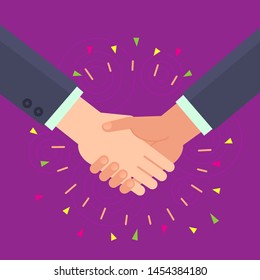 Vector symbols with hands_Classic handshake, greetings, congratulations. Template color flat simple design for printing web banner, website.