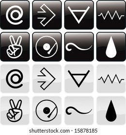 Vector of symbols and icons in both black and white-39