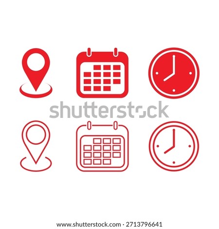 Vector symbols or icons to represent Date, Time, Venue or Location