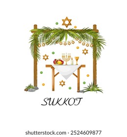 Vektorsymbole des israelischen Feiertages Sukkot. Einzeln auf weißem Hintergrund. Die Abbildung ist von Hand gezeichnet. Handgemacht. Vektorgrafik