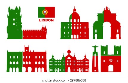 Vector symbols of Lisbon (Portugal).