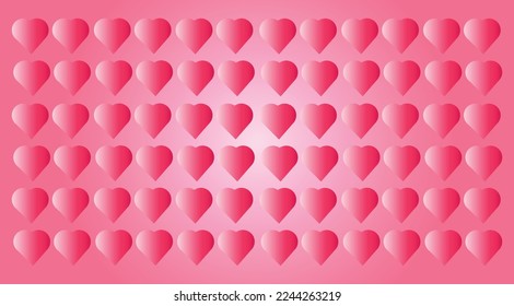 Vector symbols of love for Happy Valentine's Day, birthday greeting card design. Background of small hearts in pink colors.