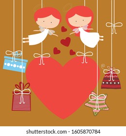 Vector symbols of love for Happy Women's, Mother's, Valentine's Day, birthday greeting card design.
