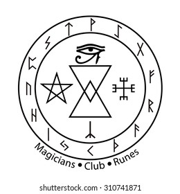 Vector symbols, magic runes Stamp