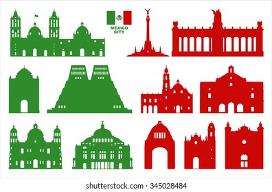 Vector symbols of Mexico City. 
