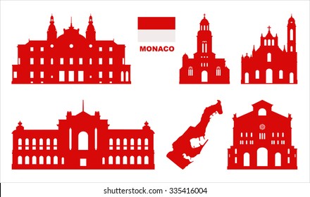 Vector symbols of Monaco. Map of Monaco.