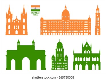 Vector symbols of Mumbai (India).