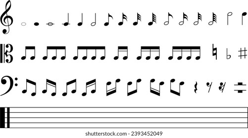 Vector with symbols and musical notes svg