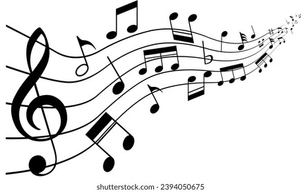 Vector with symbols and musical notes svg