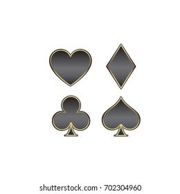 Vector symbols of playing cards. Heart, spade, diamond, clover. 