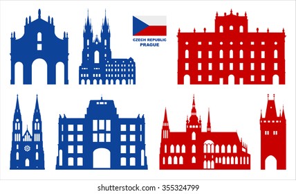 Vector symbols of Prague (Czech Republic). 