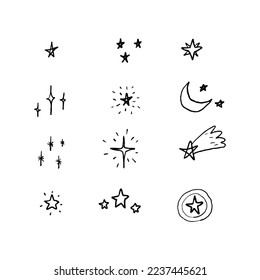 Vector symbols star isolated on white background. Star icons. Twinkling stars. Vector EPS 10.