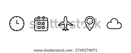 Vector Symbols for Time, Travel, Location, and Weather