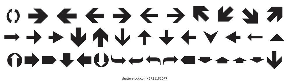 Símbolos vetoriais para orientação da interface do usuário.