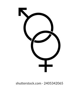 Vektorsymbole auf Venus und Mars, schwarz-flach