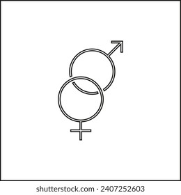 Vector symbols of Venus and Mars, contour color black flat style