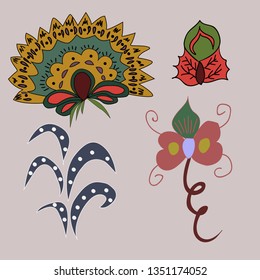Vector symbols with vivid abstract figures.