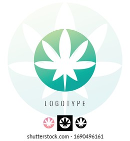 Vector Symmetric Weed Leaf in a circle Logo. Icon.